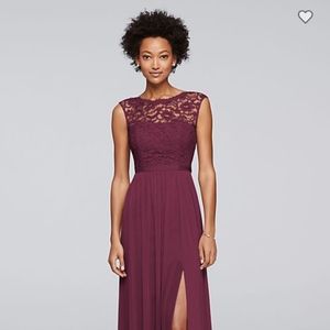 David’s Bridal Long Bridesmaid Dress w/ Lace